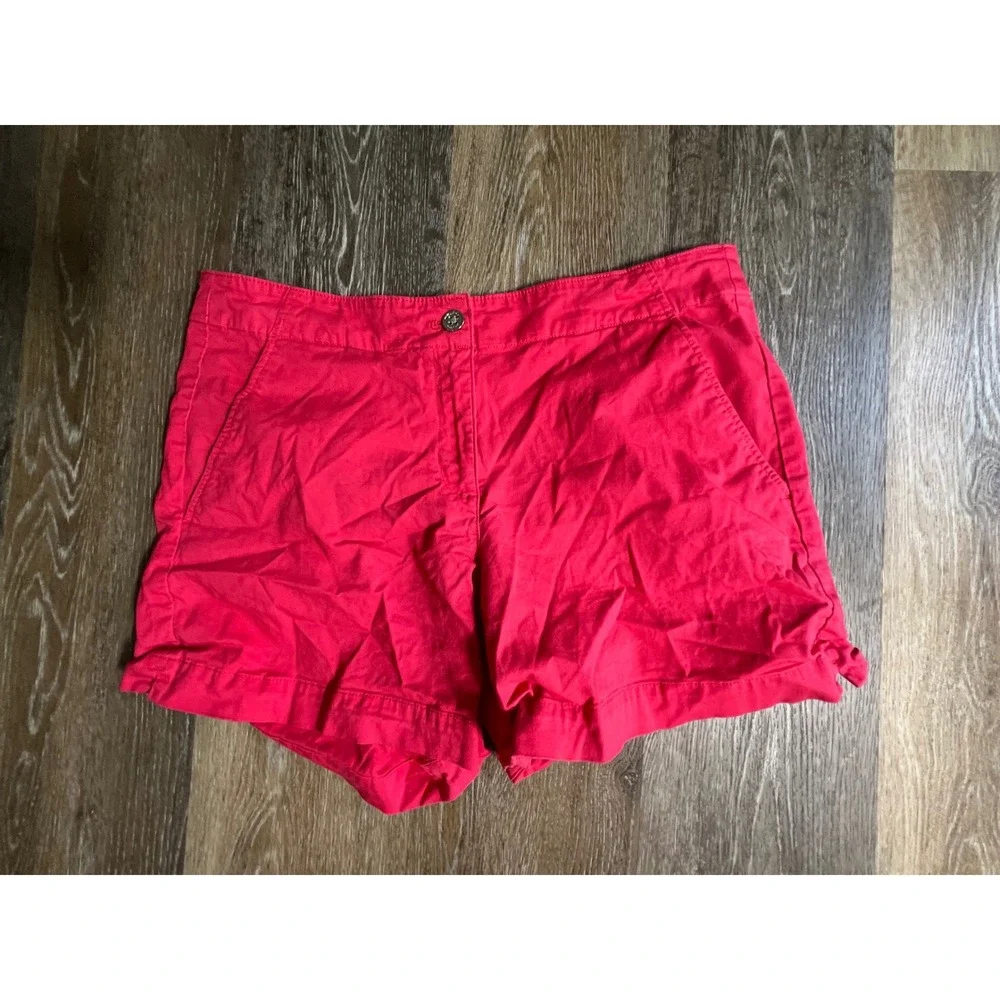 Nautica Shorts Women 12 Pink Cotton Blend Stretch Casual Chino Summer Flat Front